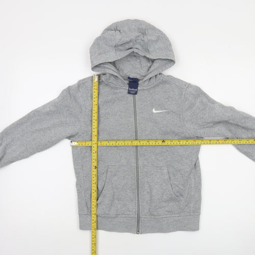 Nike Boys Grey Full Zip Hoodie M 10-12 Years Cotton Blend Hooded Sweatshirt