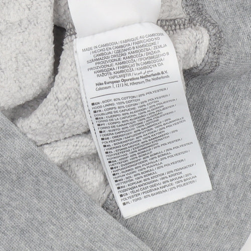 Nike Boys Grey Full Zip Hoodie M 10-12 Years Cotton Blend Hooded Sweatshirt