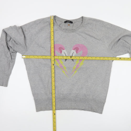 Diesel Womens Grey Flamingo Heart Graphic Cotton Sweatshirt Size S