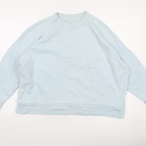 Kin Women’s Light Blue Cotton Crew Neck Pullover Sweatshirt Size M