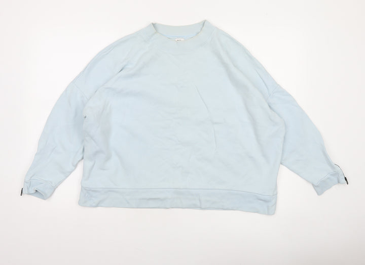Kin Women’s Light Blue Cotton Crew Neck Pullover Sweatshirt Size M