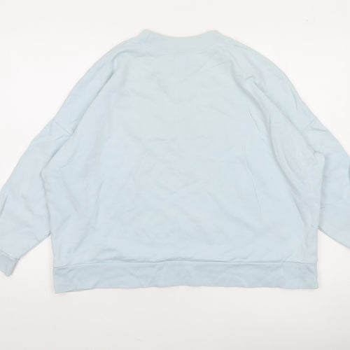Kin Women’s Light Blue Cotton Crew Neck Pullover Sweatshirt Size M