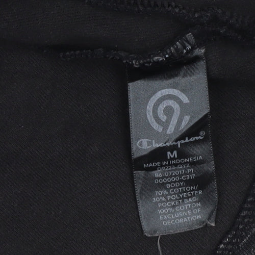 Champion Men's Black Full Zip Hoodie Size M Athletic Fit