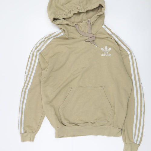 Adidas Women Beige Pullover Hoodie Size 12 Cotton Blend