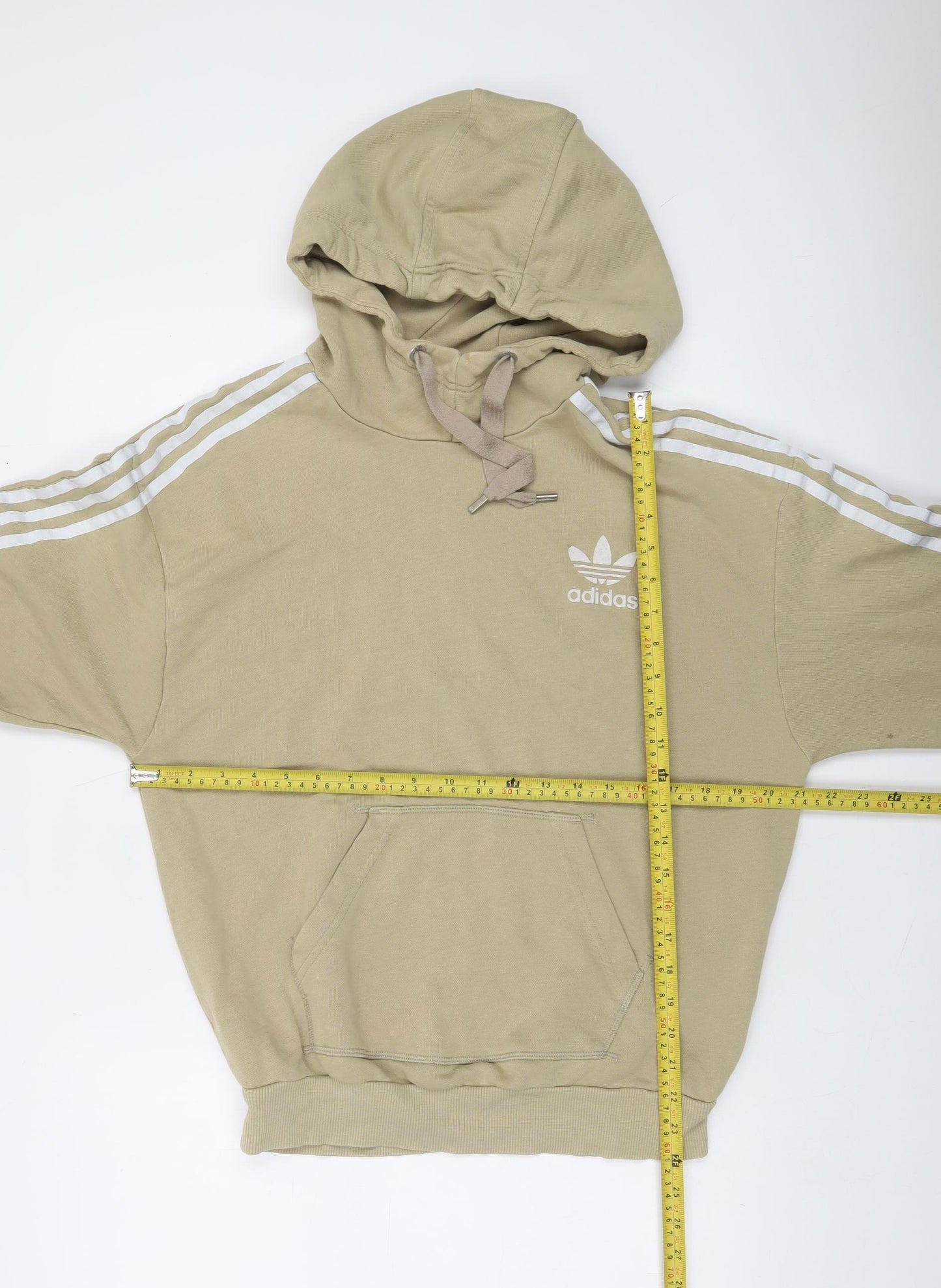 Adidas Women Beige Pullover Hoodie Size 12 Cotton Blend