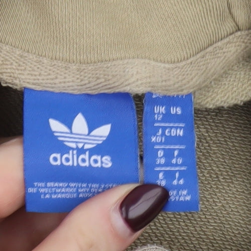 Adidas Women Beige Pullover Hoodie Size 12 Cotton Blend