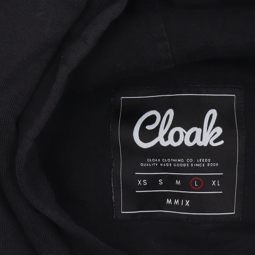 Cloak Mens Black Pullover Hoodie L Fleece Cotton Regular Fit