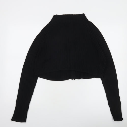 Fransa Women's Black Full Zip Ribbed Knit Jumper XL
