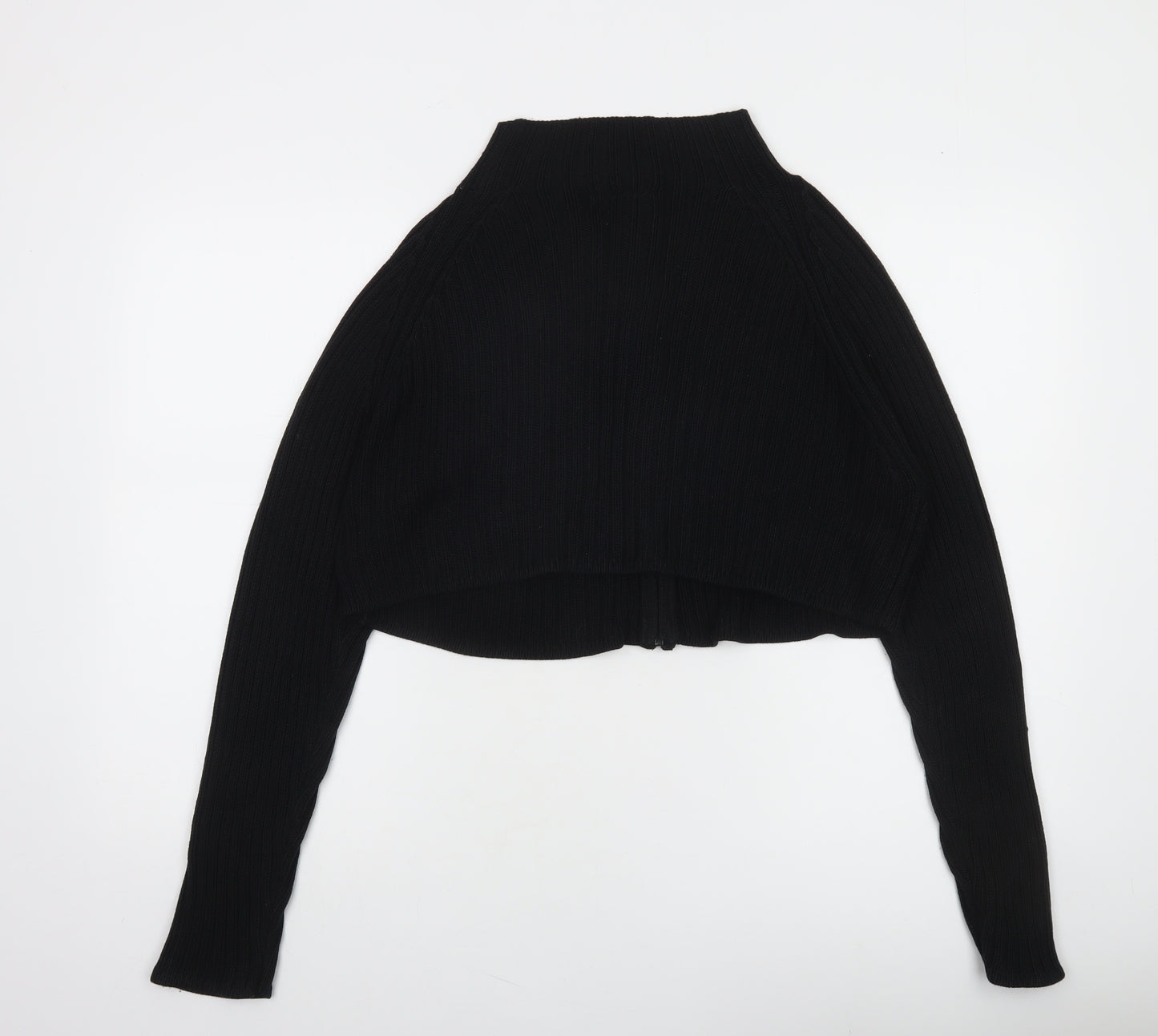 Fransa Women's Black Full Zip Ribbed Knit Jumper XL