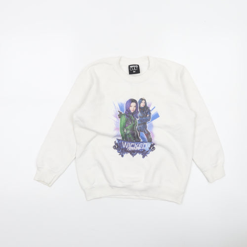 Absolute Cult Girls White Wicked Friends Graphic Pullover Sweatshirt M