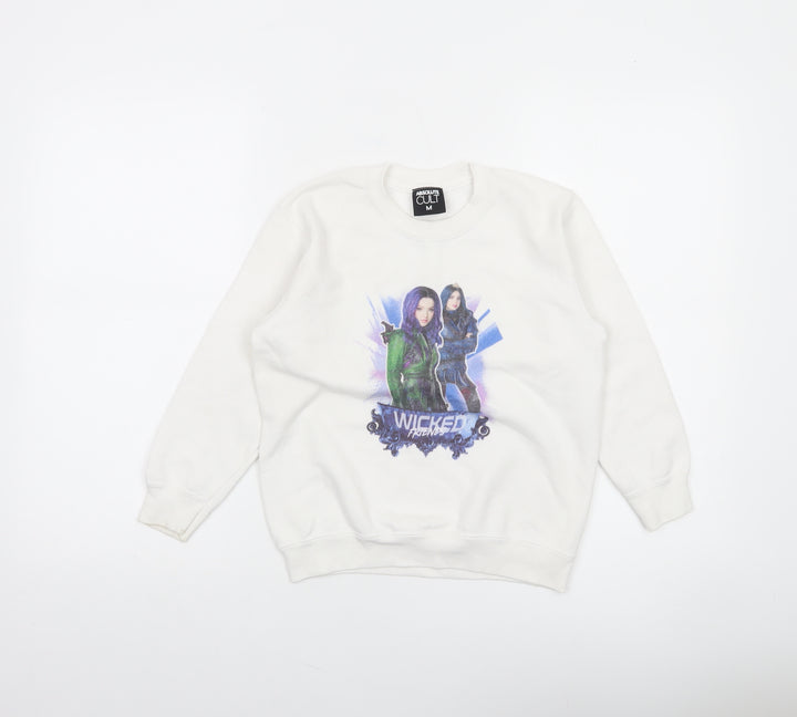 Absolute Cult Girls White Wicked Friends Graphic Pullover Sweatshirt M