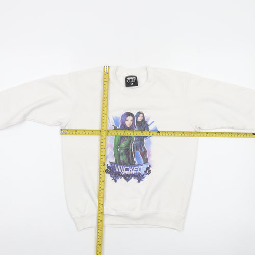 Absolute Cult Girls White Wicked Friends Graphic Pullover Sweatshirt M