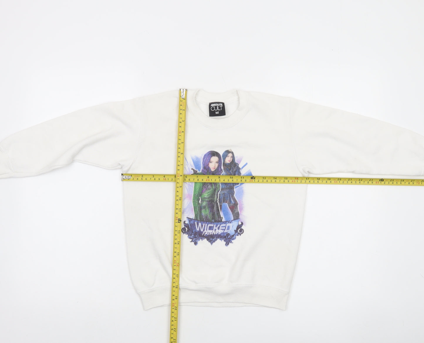Absolute Cult Girls White Wicked Friends Graphic Pullover Sweatshirt M