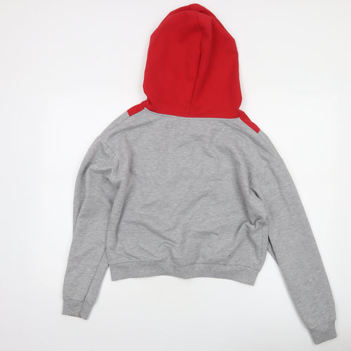 Stranger Things Grey Red XS Women's Hoodie Netflix Half Zip Cotton Blend