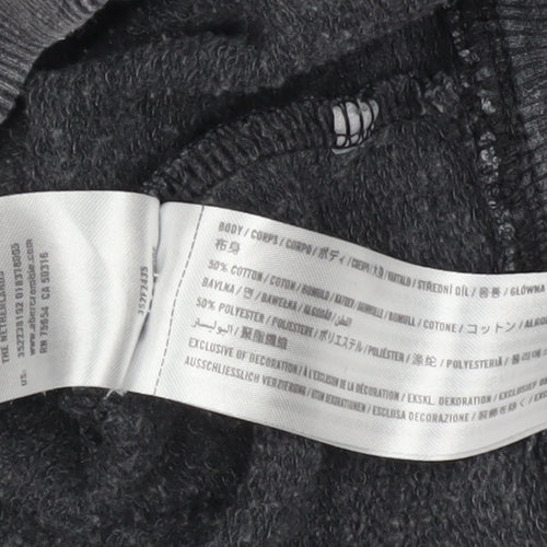 Hollister Women’s Dark Grey Small Pullover Hoodie with Logo Print