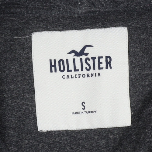 Hollister Women’s Dark Grey Small Pullover Hoodie with Logo Print