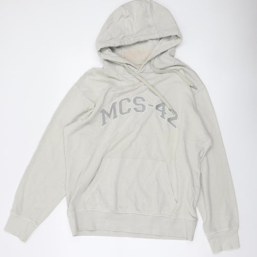 Macson Men’s Beige Pullover Hoodie XL Cotton Logo Sweatshirt