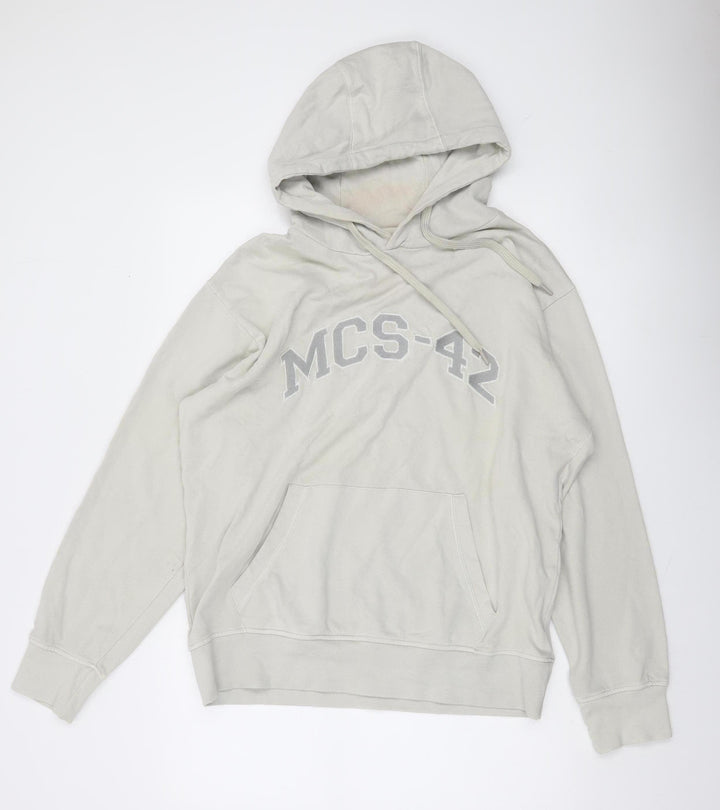 Macson Men’s Beige Pullover Hoodie XL Cotton Logo Sweatshirt