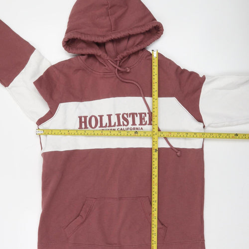 Hollister Women’s Burgundy & White Pullover Hoodie L Cotton Blend