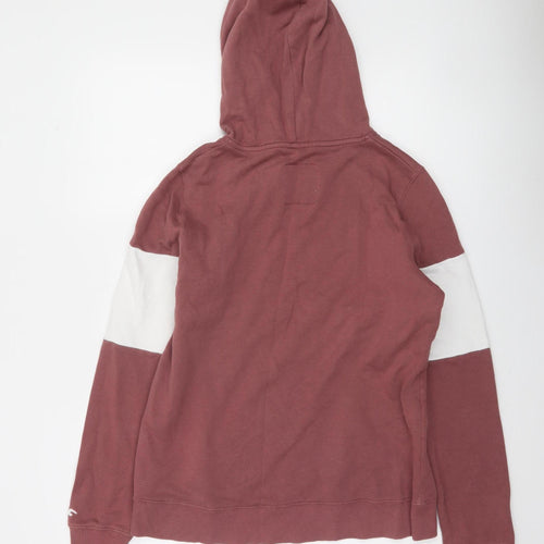 Hollister Women’s Burgundy & White Pullover Hoodie L Cotton Blend