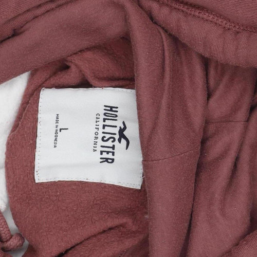 Hollister Women’s Burgundy & White Pullover Hoodie L Cotton Blend
