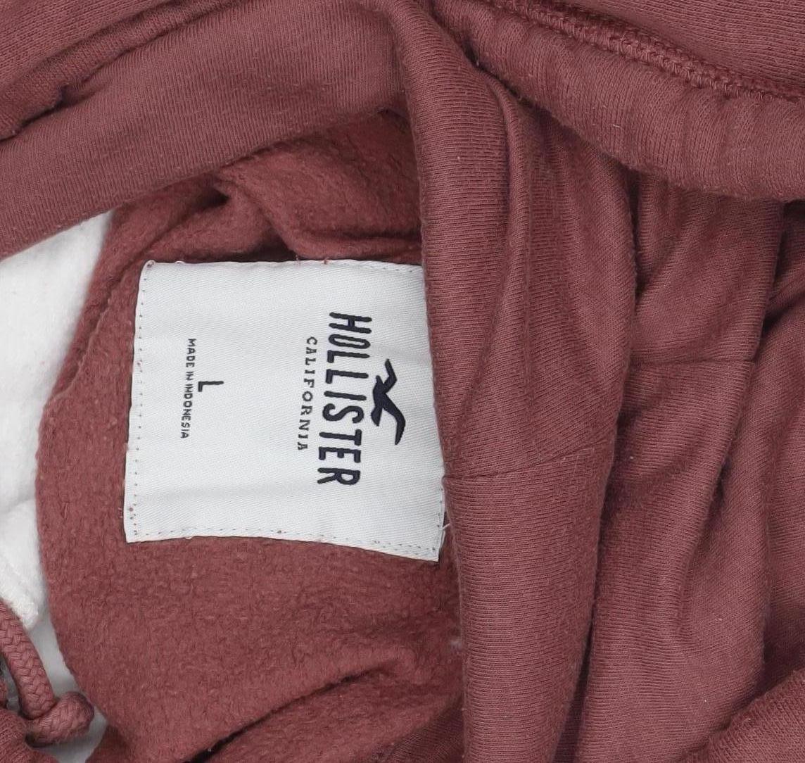Hollister Women’s Burgundy & White Pullover Hoodie L Cotton Blend