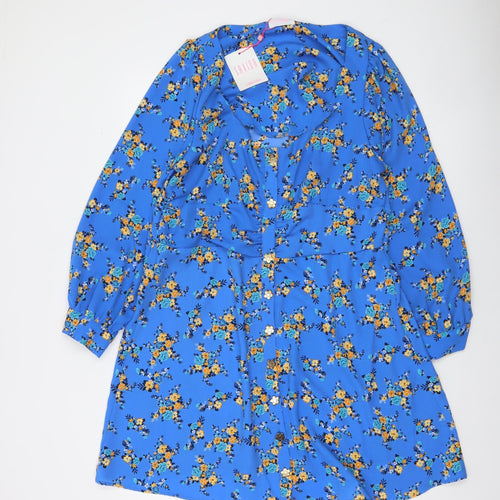 Savida Women's Blue Floral A-Line Knee Length Dress Size 18