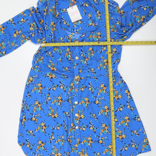 Savida Women's Blue Floral A-Line Knee Length Dress Size 18