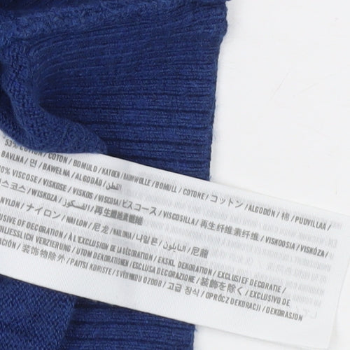 Hollister Men’s Blue V-Neck Cotton Blend Pullover Jumper M