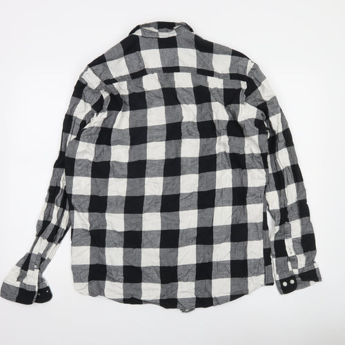 Jack & Jones Men's Black Check Long Sleeve Button-Up Shirt XL