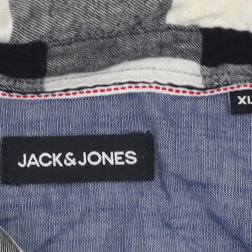 Jack & Jones Men's Black Check Long Sleeve Button-Up Shirt XL