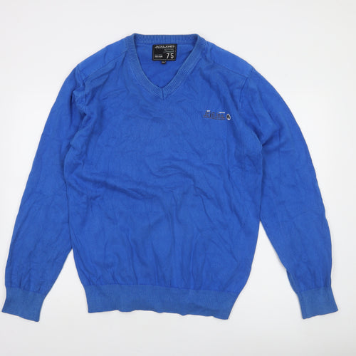 Jack & Jones Men's Blue 2XL V-Neck Cotton Pullover Jumper