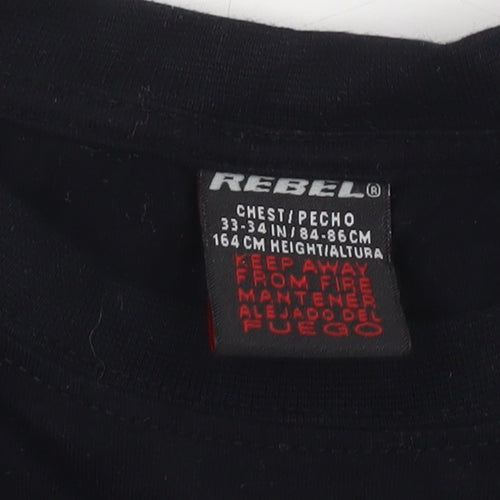 Rebel Men's Black XS Graphic Funny Quote Crew Neck Cotton T-Shirt