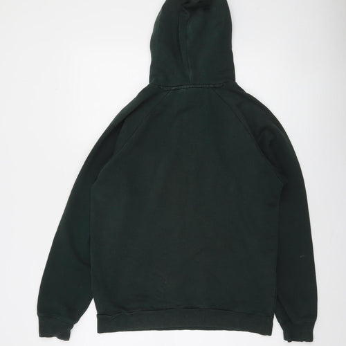 Adidas Mens Green Pullover Hoodie Small Logo Graphic Fleece