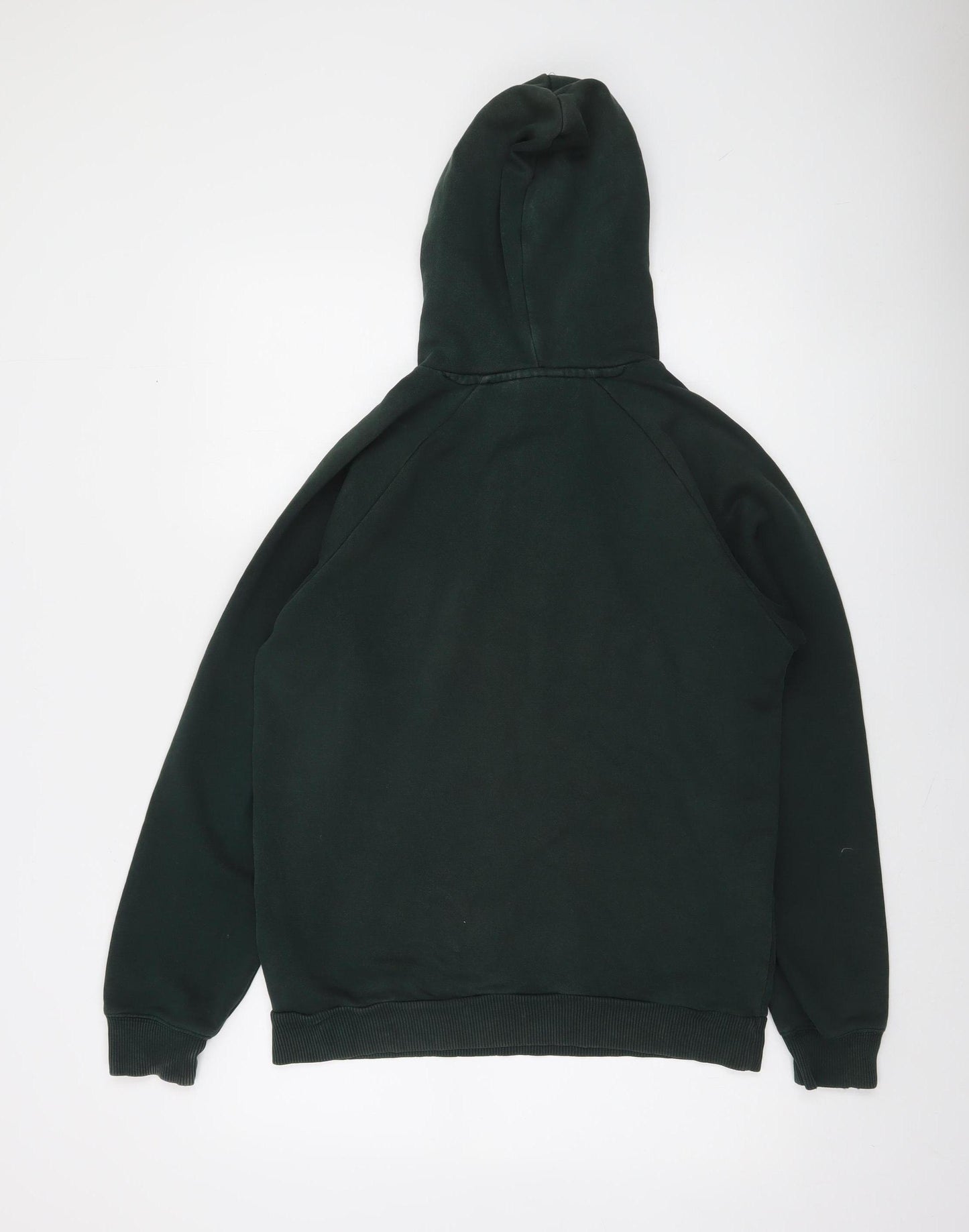 Adidas Mens Green Pullover Hoodie Small Logo Graphic Fleece