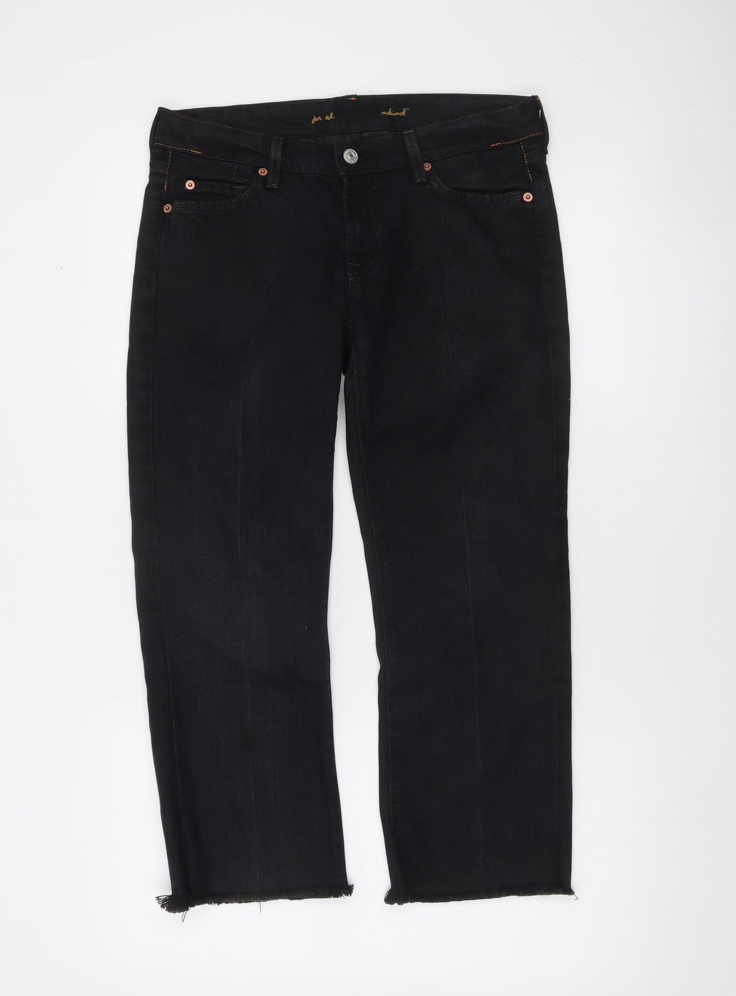 7 For All Mankind Women’s Black Straight Leg Jeans Size 28 Stretch Denim