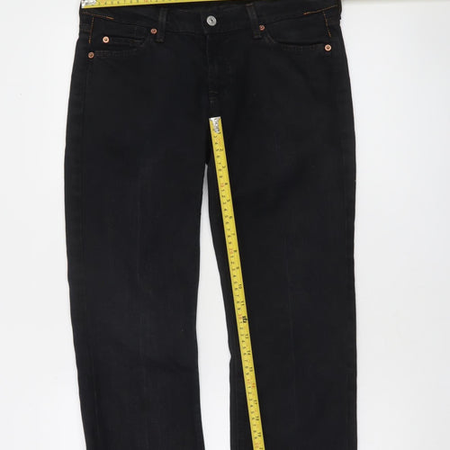 7 For All Mankind Women’s Black Straight Leg Jeans Size 28 Stretch Denim