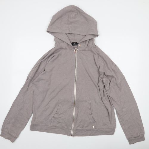 Volcom Women Grey XL Full Zip Hooded Jumper Cotton Blend