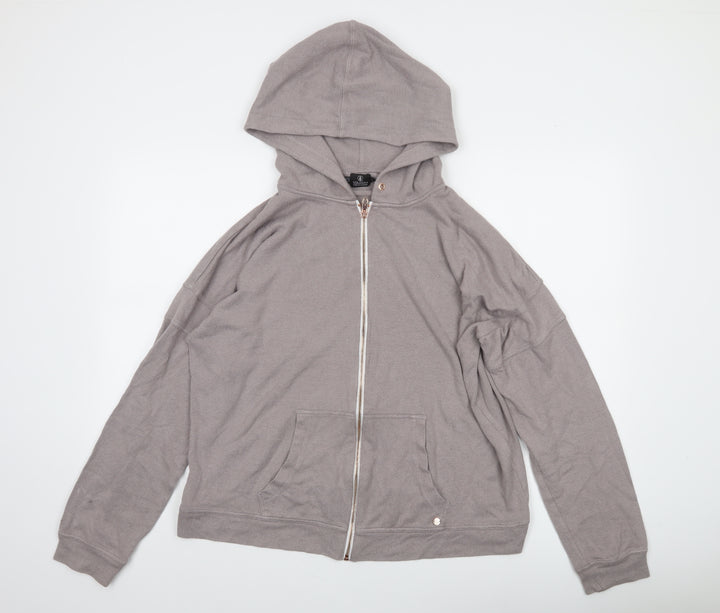 Volcom Women Grey XL Full Zip Hooded Jumper Cotton Blend