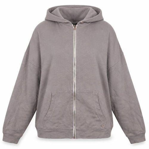 Volcom Women Grey XL Full Zip Hooded Jumper Cotton Blend