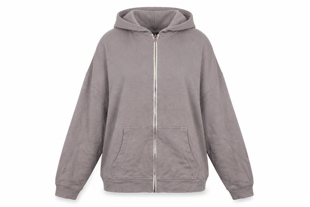 Volcom Women Grey XL Full Zip Hooded Jumper Cotton Blend