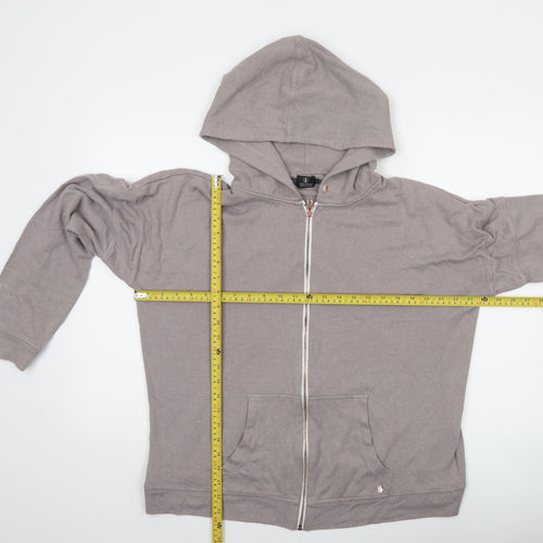 Volcom Women Grey XL Full Zip Hooded Jumper Cotton Blend