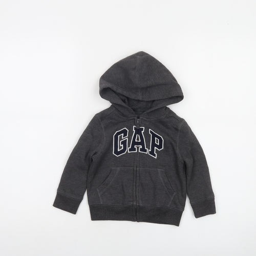 GAP Boys Grey Full Zip Hoodie 2 Years Cotton Blend Lined Casual