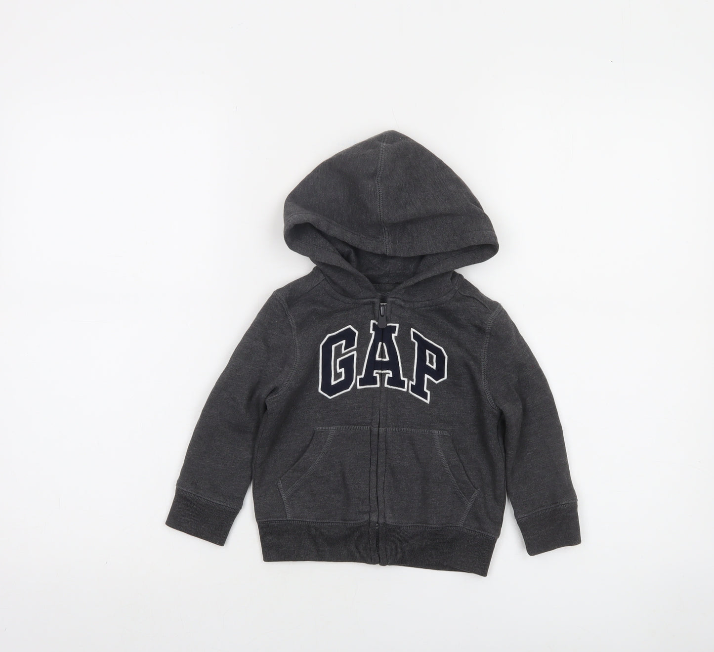 GAP Boys Grey Full Zip Hoodie 2 Years Cotton Blend Lined Casual