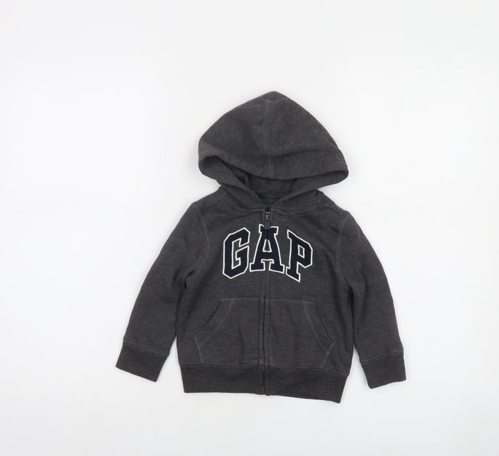 GAP Boys Grey Full Zip Hoodie 2 Years Cotton Blend Lined Casual