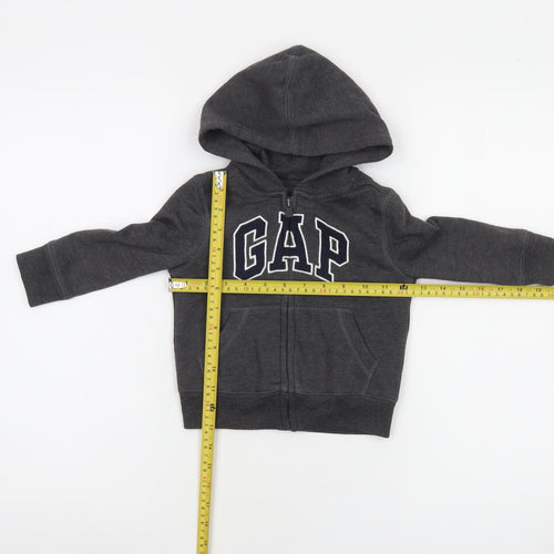 GAP Boys Grey Full Zip Hoodie 2 Years Cotton Blend Lined Casual