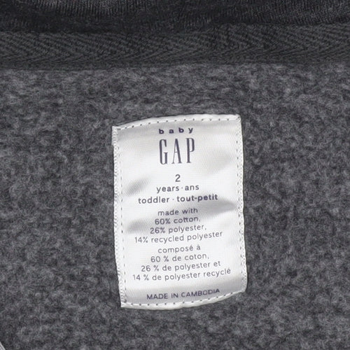 GAP Boys Grey Full Zip Hoodie 2 Years Cotton Blend Lined Casual