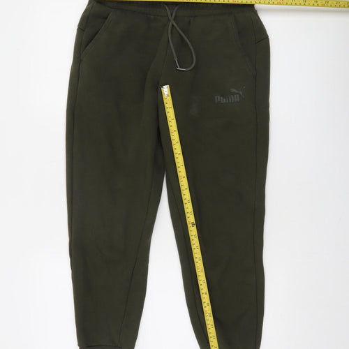 Puma Men’s Green Jogger Sweatpants Size S Casual Fleece Trousers