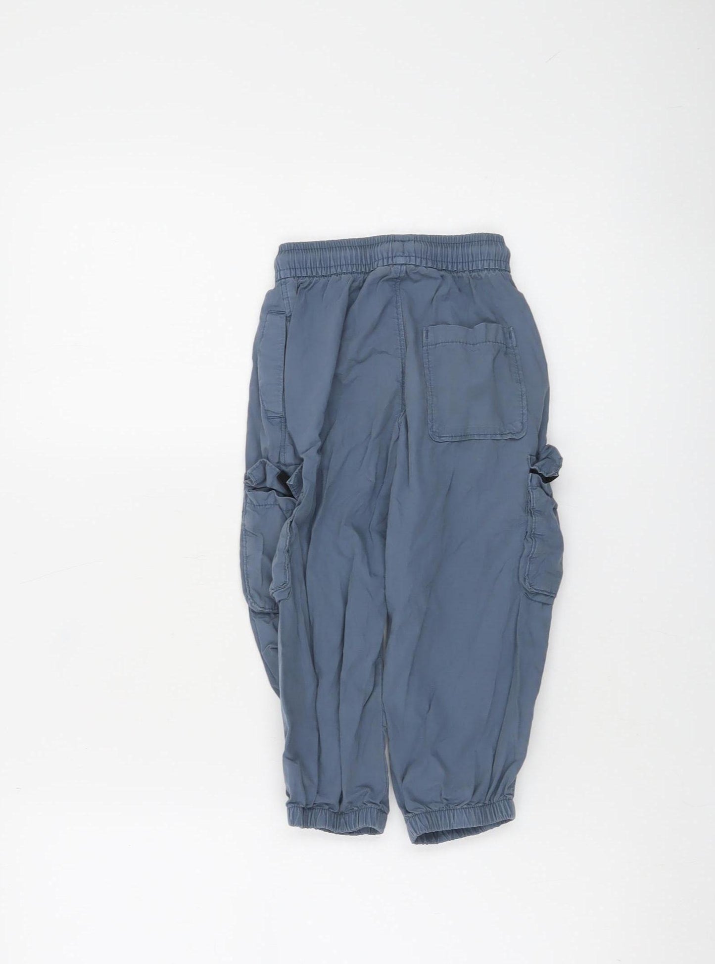 Marks and Spencer Boys Blue Cargo Trousers 2-3 Years Elastic Waist Cotton