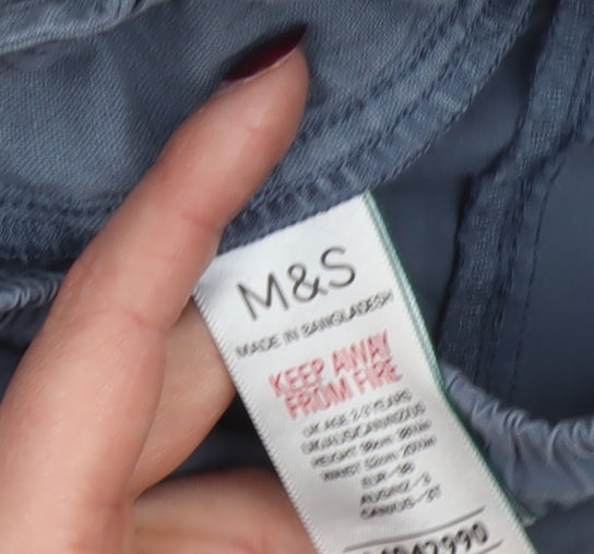 Marks and Spencer Boys Blue Cargo Trousers 2-3 Years Elastic Waist Cotton